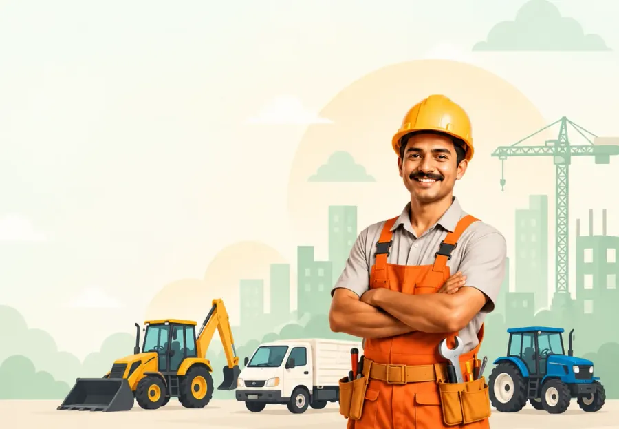 Kamgaar — a local plumber and mason listed on a map, available for hire in India